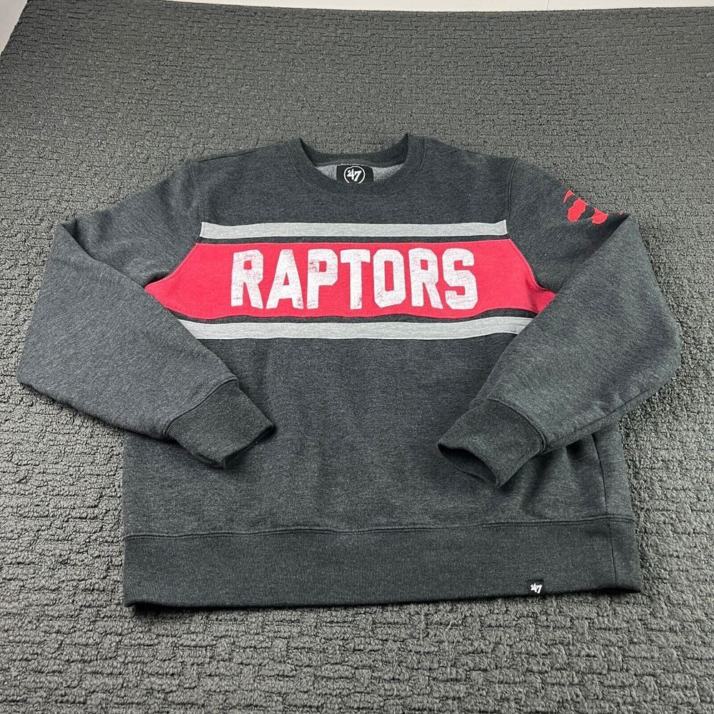 Toronto Raptors‎ Mens Sweatshirt XL Gray Crew Neck Pullover 47 Brand NBA